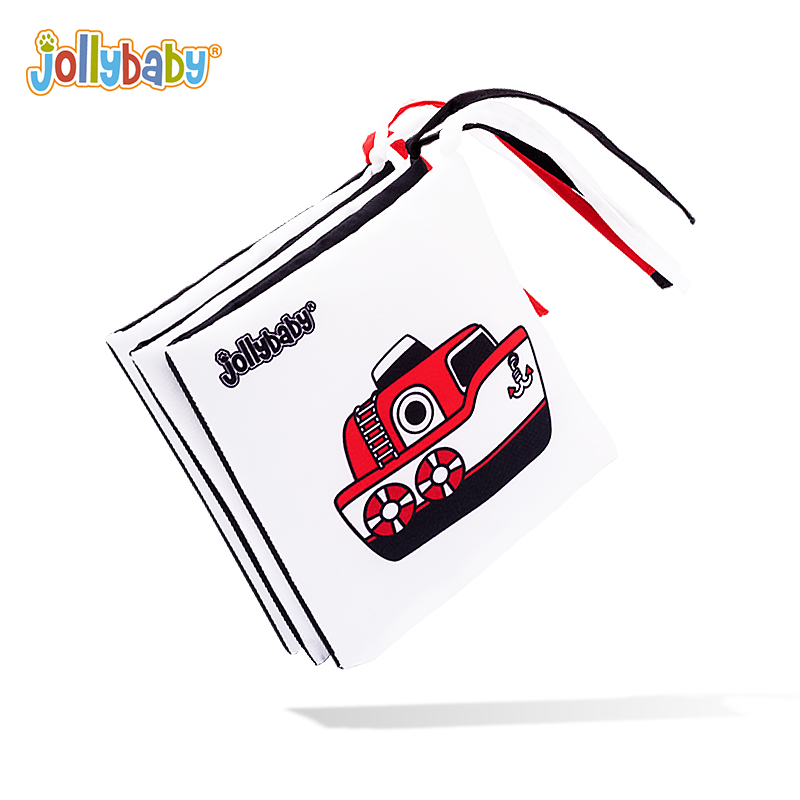 jollybaby婴儿床围布书立体可啃咬撕不烂带响纸床护玩具1663 黑红床围布书