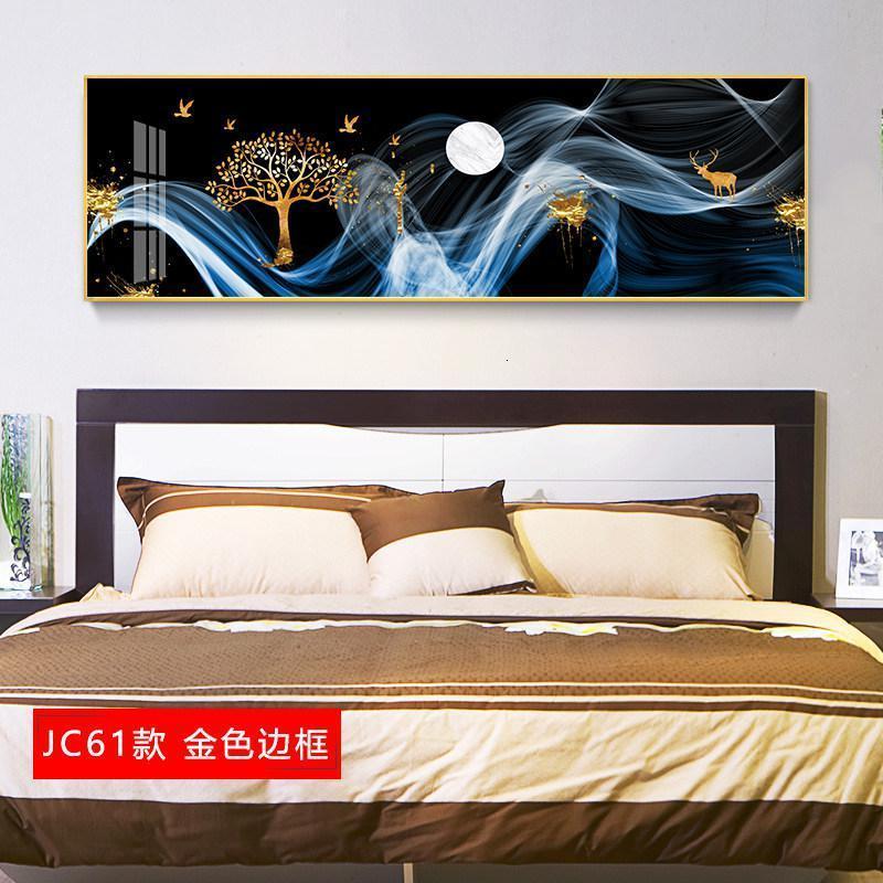 轻奢挂画玄关装饰画竖版入户晶瓷画风水走廊过道壁画麋鹿简约 jc61 40×80cm晶瓷画（晶瓷工艺+金属框）_4_815