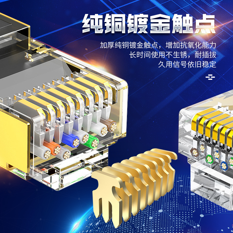 网线家用六类千兆高速10室外路由器电脑宽带水晶头网络线成品接口 六类白色圆线[千兆网线]高速不卡顿高清大图