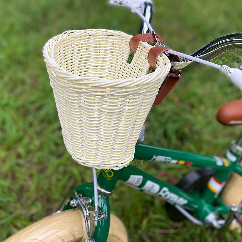 自行车车筐儿童车篮复古通用电动车编织前置储物筐车篓前挂车篮子