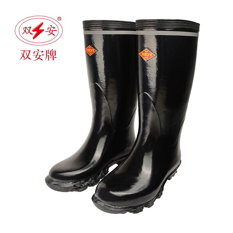 双安防水透气户外溯溪雨鞋男女款防滑耐磨轻便透气舒适旅行鞋双安 6kv绝缘雨鞋 厨房鞋防水鞋 黑色高筒雨靴 牛筋防滑耐磨劳