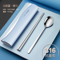 316不锈钢便携餐具 筷子勺子两件套装 北欧蓝
