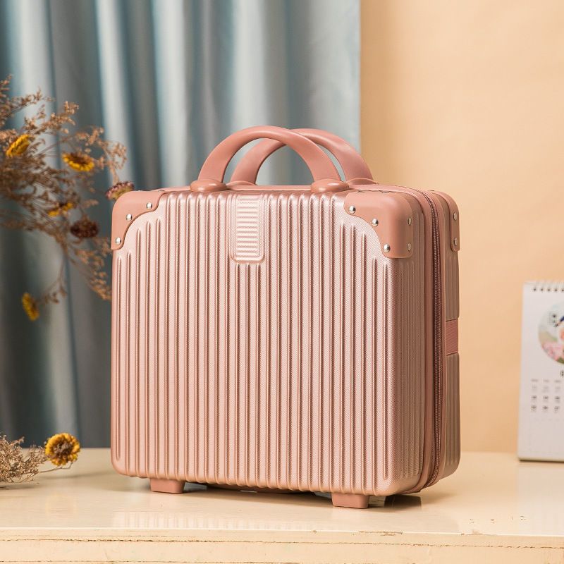 14寸行李箱手提化妆箱女旅行16寸登机箱子迷你化妆品收纳箱带绑带墨