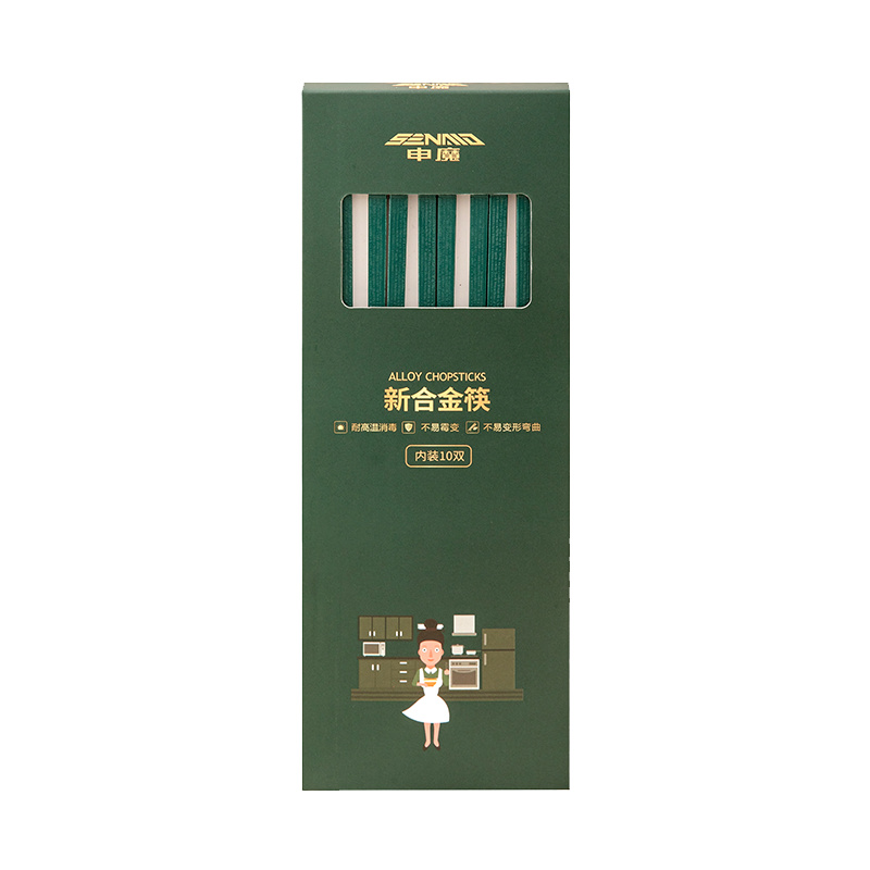 申魔 合家快乐新合金筷 SC22K07 家用不易发霉防滑公筷高档餐具套装合金筷子十双装高清大图