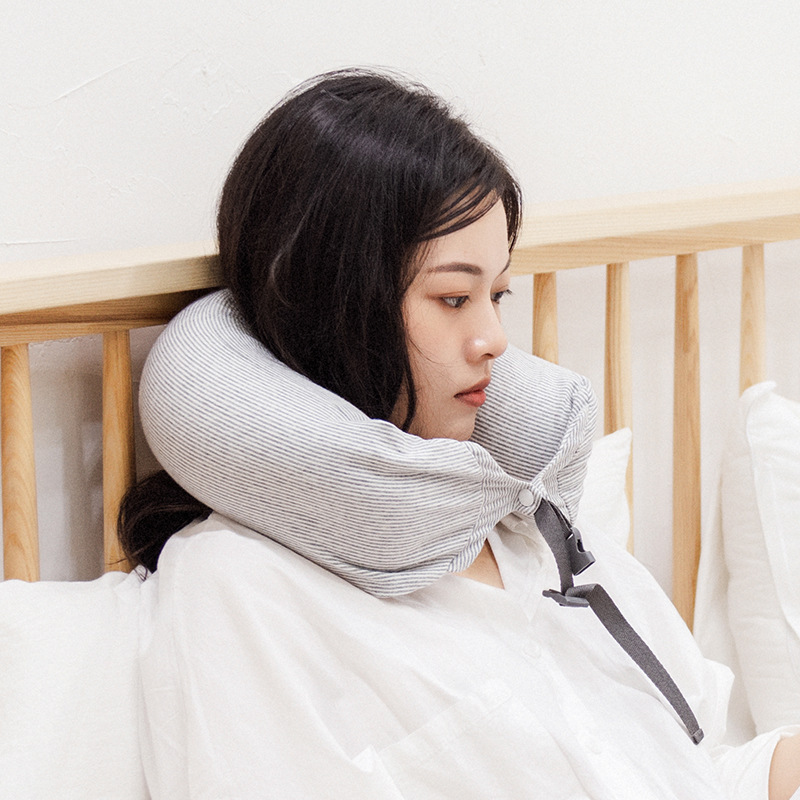 日式U型枕泡沫粒子枕纯棉多功能旅行枕u形枕护颈枕汽车飞机枕3759