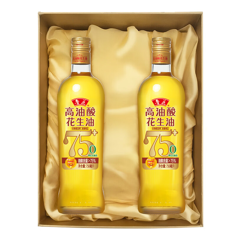 鲁花食用油 高油酸花生油750ml*2精装礼盒 油酸含量大于75% 春节送礼团购福利高清大图