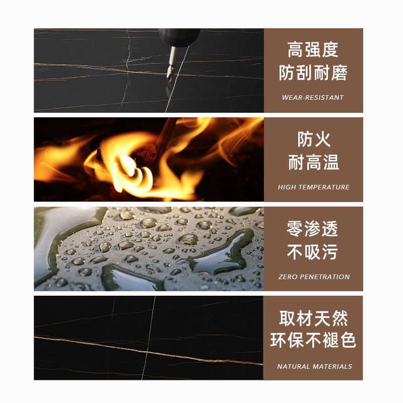 岩板圆桌餐桌带转盘北欧餐桌椅组合现代家用餐厅圆形餐台8人