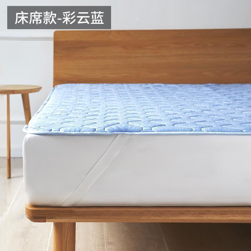 冷感床垫夏季凉感软垫夏天透气冰凉可水洗薄款防滑褥子床笠保护垫_583 1.5m（5英尺）床 彩云蓝-床席款【凉感床垫】
