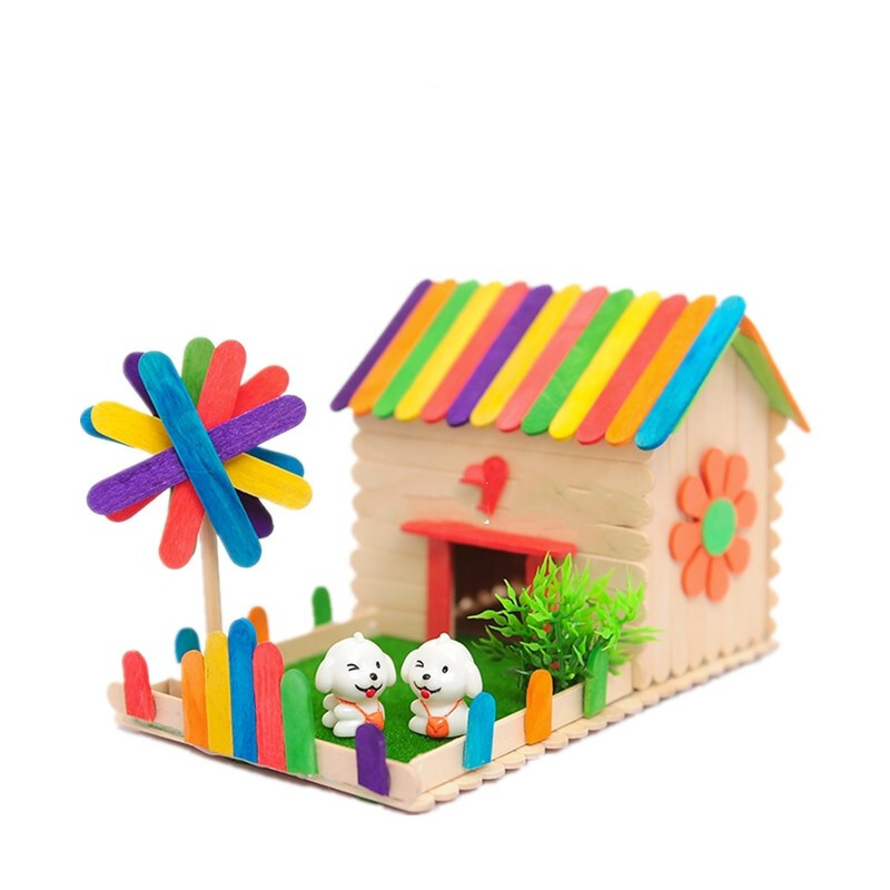 雪糕棒diy创意小房子模型小屋手工亲子幼儿园儿童手工制作材料包可爱小狗的家材料包报价 参数 图片 视频 怎么样 问答 苏宁易购