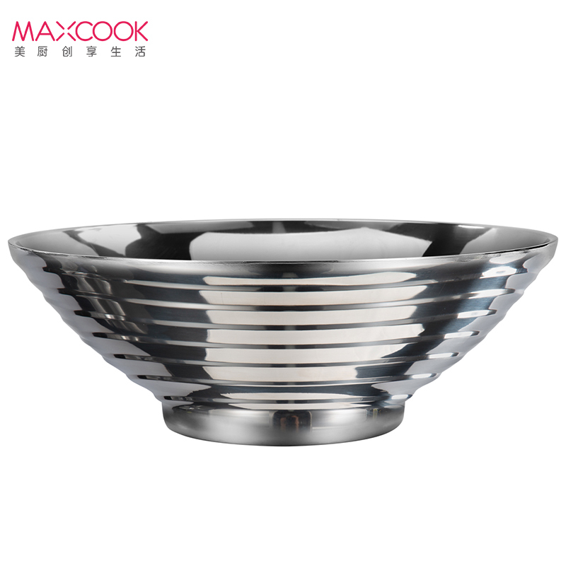 美厨(maxcook)304不锈钢碗 大汤碗双层隔热 加深加厚餐具面碗多用碗26CM MCWA235