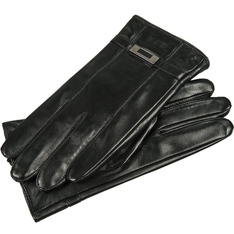 恒源祥男士羊皮手套触屏保暖骑车真皮手套冬季加绒加厚送爸爸防风
