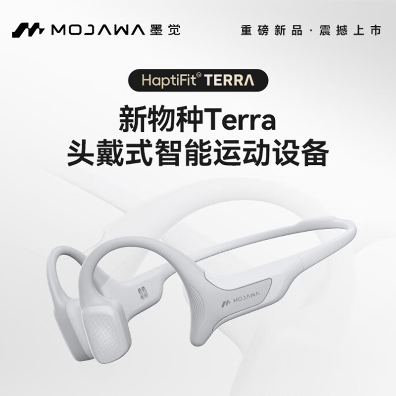 墨觉(MOJAWA)Terra 头戴式智能运动设备耳骨传导蓝牙运动耳机无线跑步骑行游泳8级防水32G内存-灰色