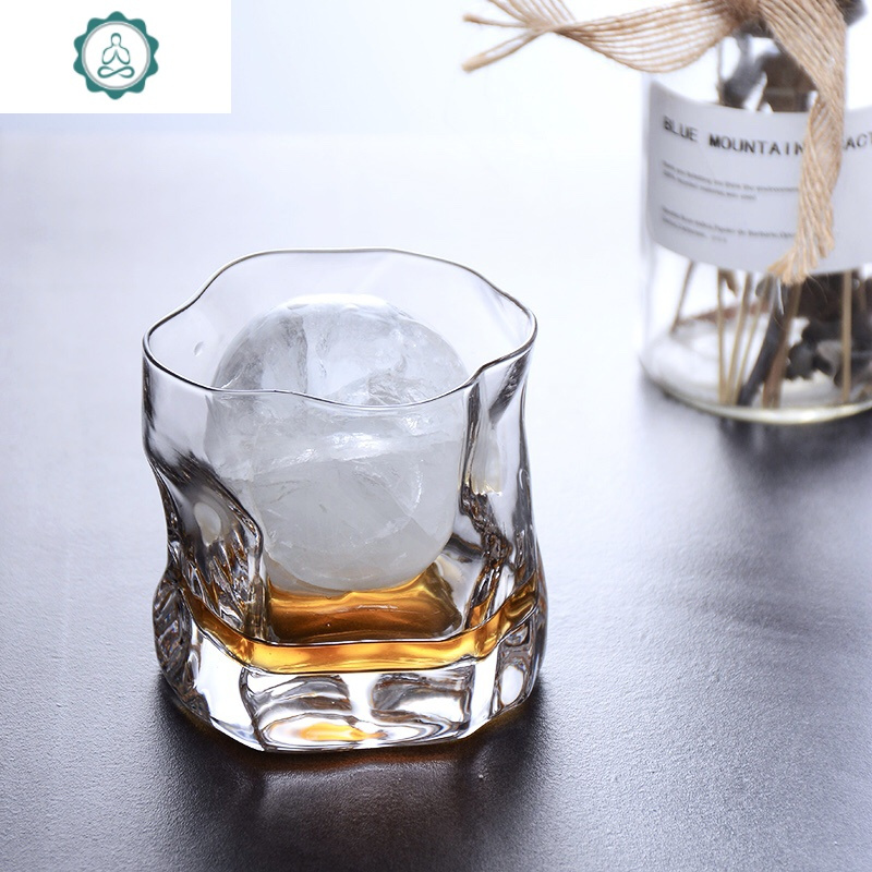 小松城设计师威士忌酒杯日式创意啤酒玻璃杯子洋酒杯古典水晶 封后 6cm威士忌冰球模具1个