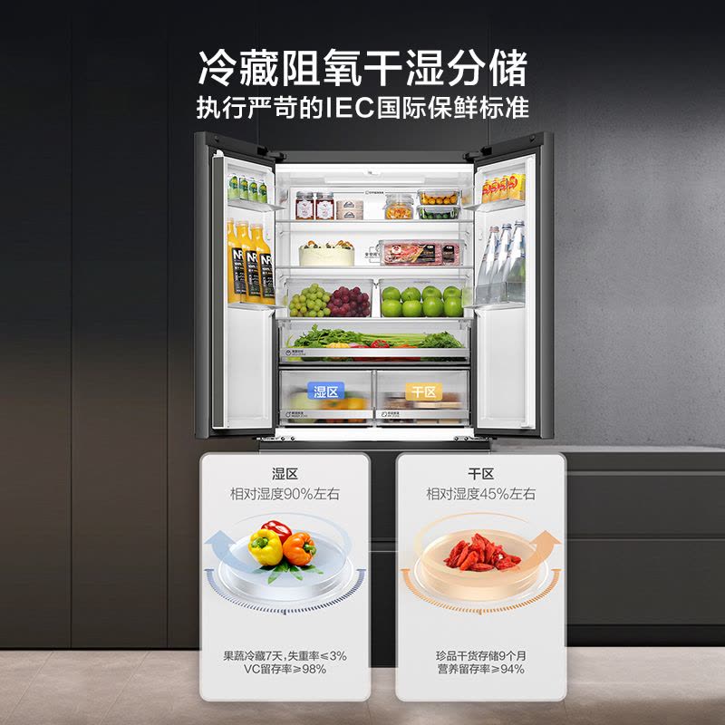 海尔(Haier)510升 法式多门冰箱594mm专业超薄零嵌 冷藏阻氧干湿分储、冷冻智能恒温图片
