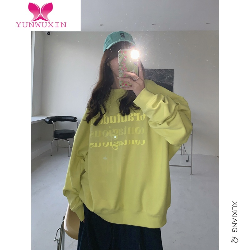 YUNWUXINoversize紫色无帽正肩卫衣女秋装2022年新款宽松外套上衣山东即墨
