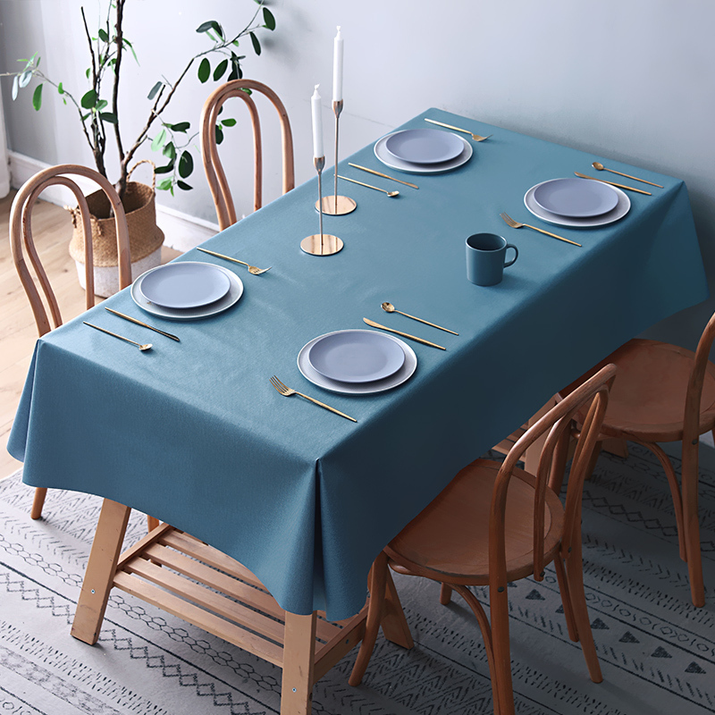纯色北欧网红布艺桌布防水防油防烫免洗茶几餐垫餐桌布pvc长方形