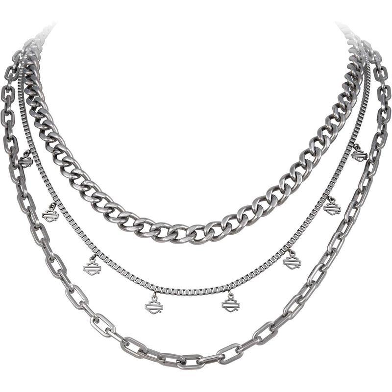 Harley Davidson女士多层吊杆盾牌吊坠项链时尚简约百搭服装配饰锁骨链