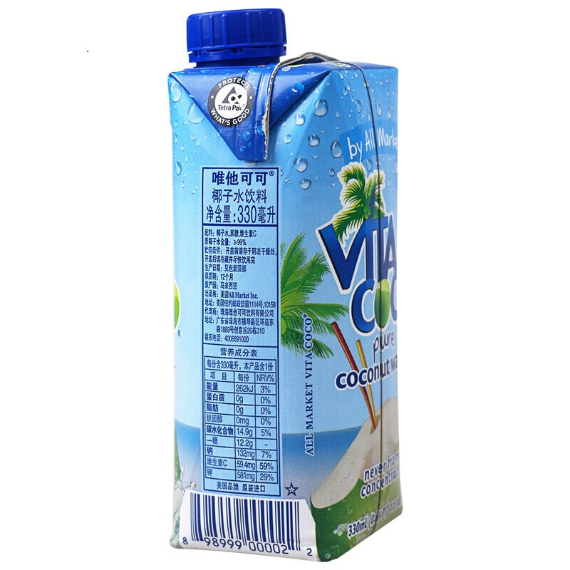 唯他可可天然椰子水原味330ml