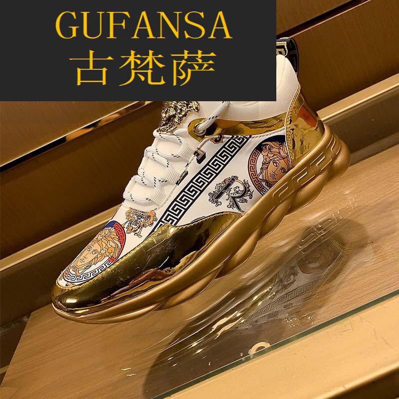 奢侈品牌欧洲上流名士高端品牌美杜莎印花夏透气百搭松糕鞋厚底圆头