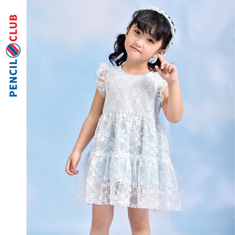 [一口价25元]铅笔俱乐部童装小女孩短袖连衣裙2025夏装新款儿童网纱公主裙