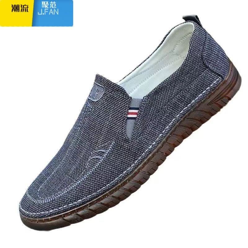 聚范老北京布鞋男款牛筋底布鞋一脚蹬男鞋休闲中老年爸爸鞋鞋耐磨图片