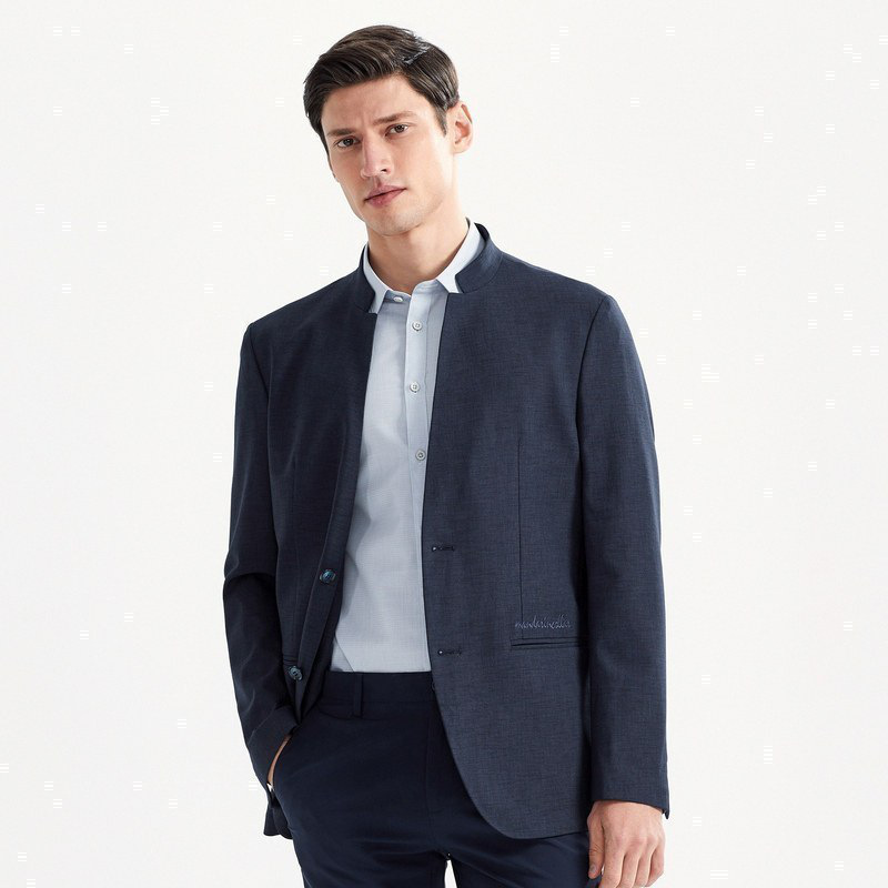 [中华立领]柒牌男装2021新款商务休闲西服男士微弹时尚单西外套
