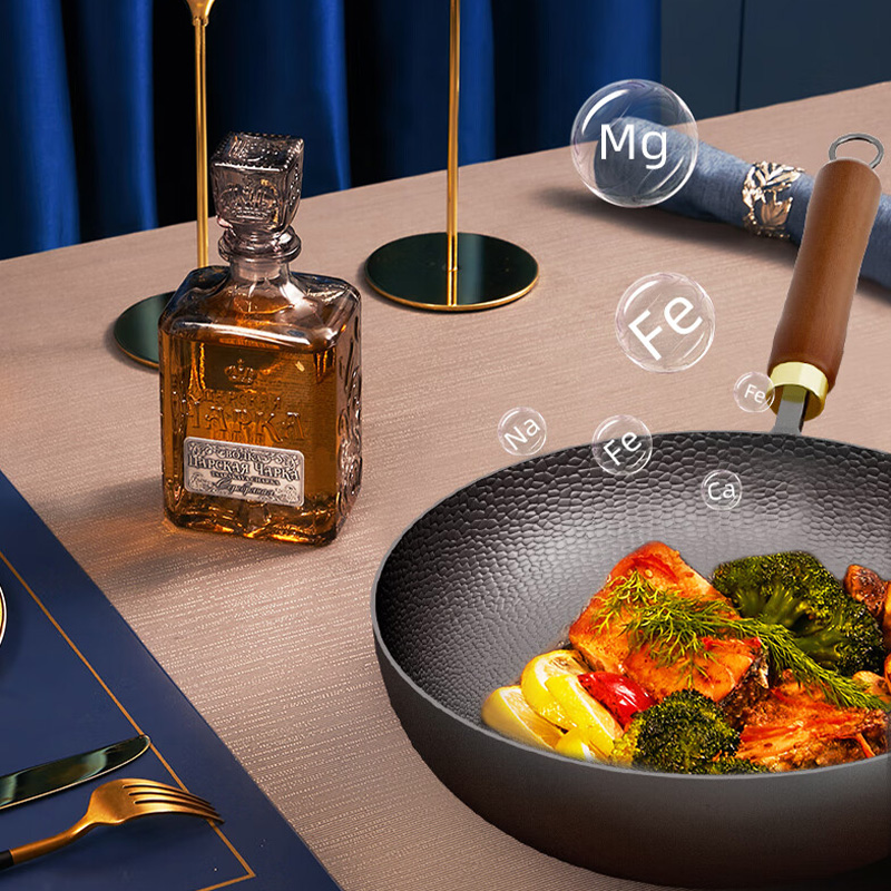 温仑山锅具三件套耐磨反腐不易生锈窒化炒锅三件套VE1204高清大图