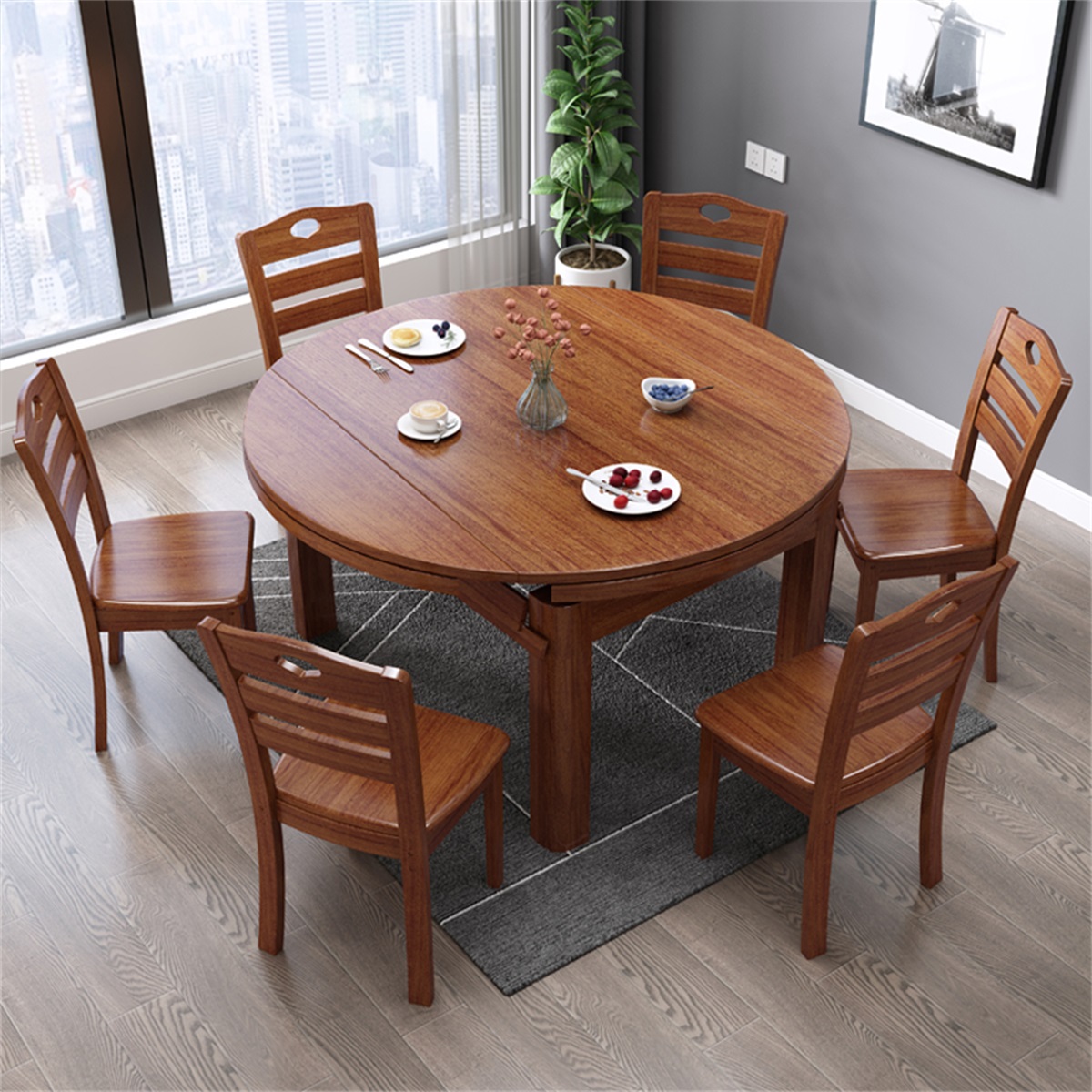 【实木可折叠餐桌椅组合】报价行情_排行_品牌_参数_怎么样_图片_商家