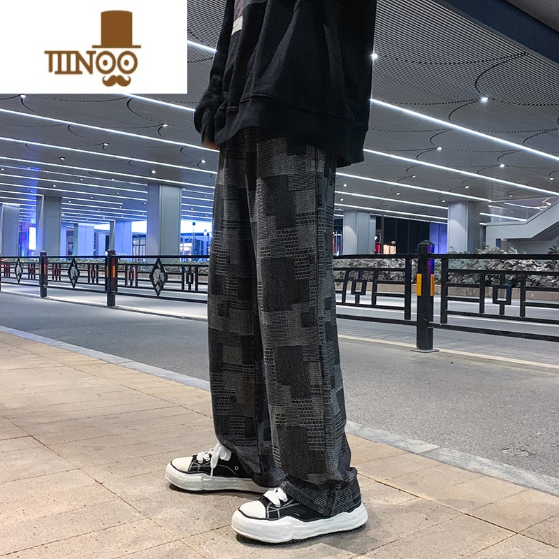 YANXU高街vibe牛仔裤男款潮牌宽松阔腿裤夏季直筒百搭美式hipho款e男b高清大图