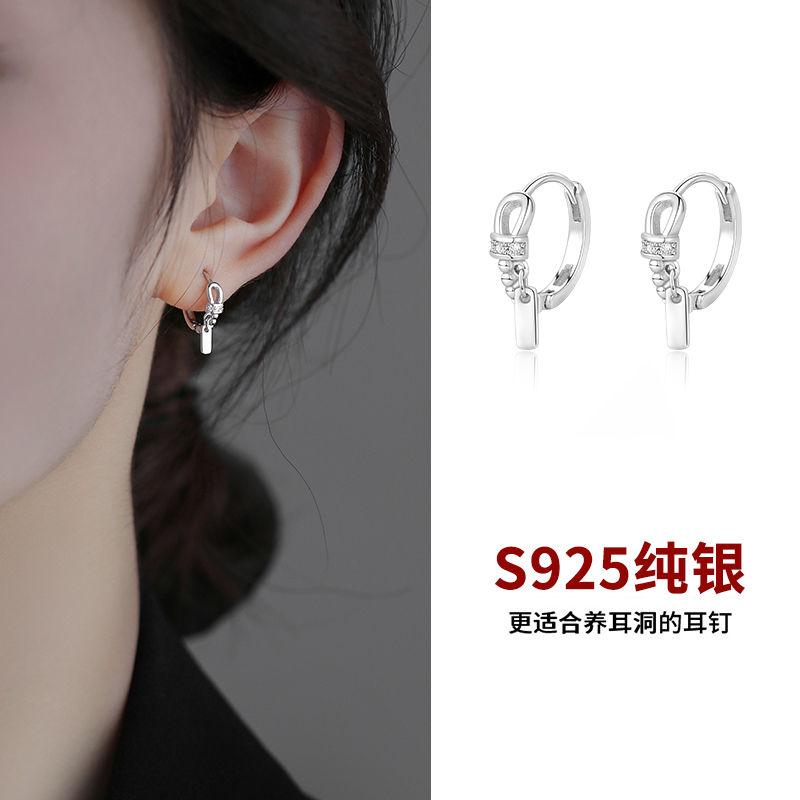 925纯银耳圈小众设计耳环轻奢2025新款耳钉女春夏耳饰银耳扣送女朋友老婆情人节七夕生日礼物