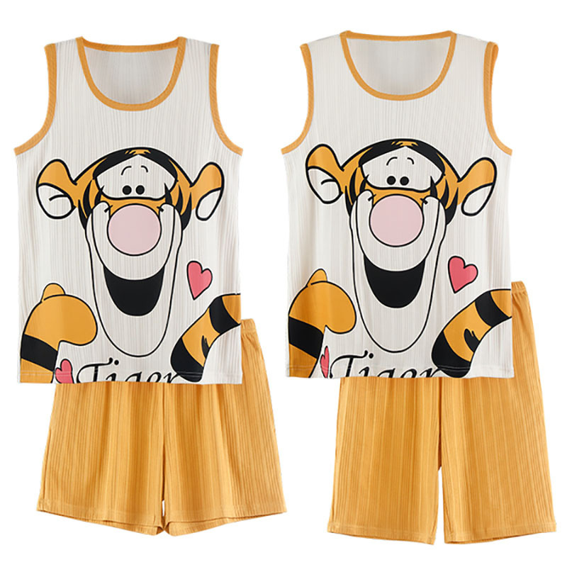 2022夏季女睡衣背心可爱棉质家居服情侣棉质可外穿套装男莎丞