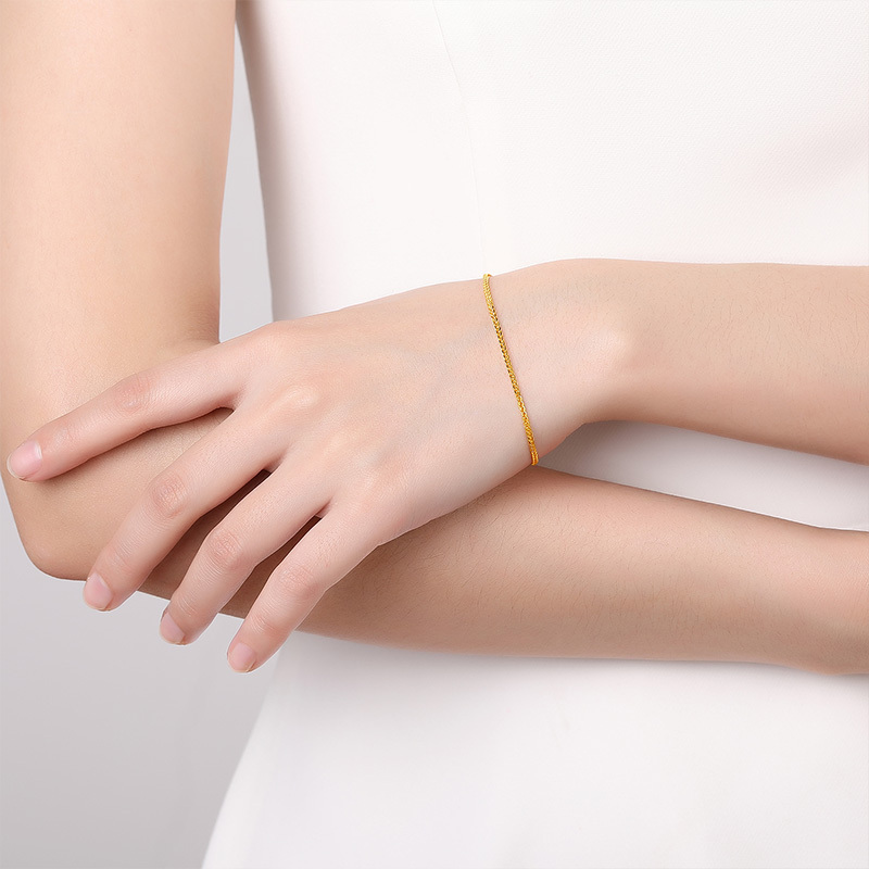 梦金园黄金手链简约细腻肖邦链足金999女士计价黄金首饰