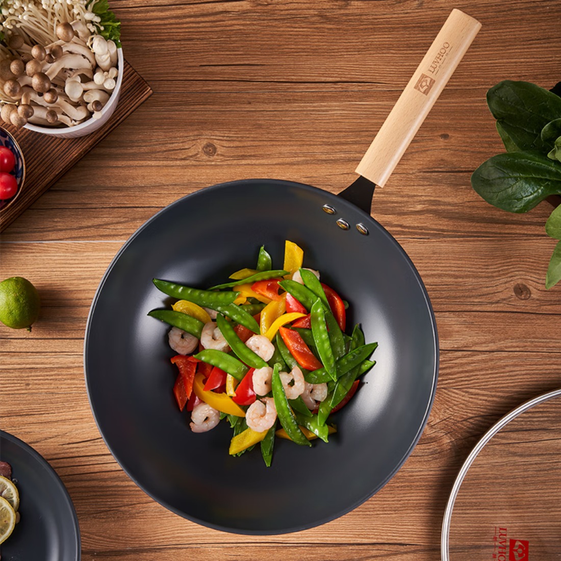 LUVHOO醇香经典厨具三件套陶瓷不粘涂层整套炊具炒锅+煎锅+汤锅LH-TZ33高清大图