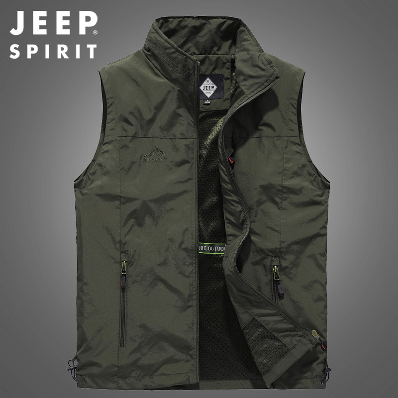 jeep吉普马甲男坎肩户外休闲运动背心青年男士工装马夹时尚休闲潮视频