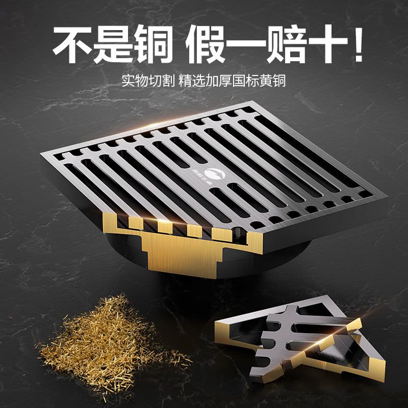 雨虹飞鱼地漏全铜枪灰防臭卫生间地漏通用洗衣机下水道防臭神器图片