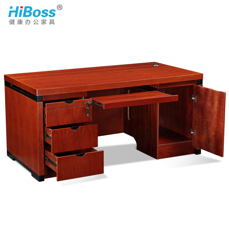 HIBoss经理桌主管办公桌总裁老板桌油漆实木贴皮大班台