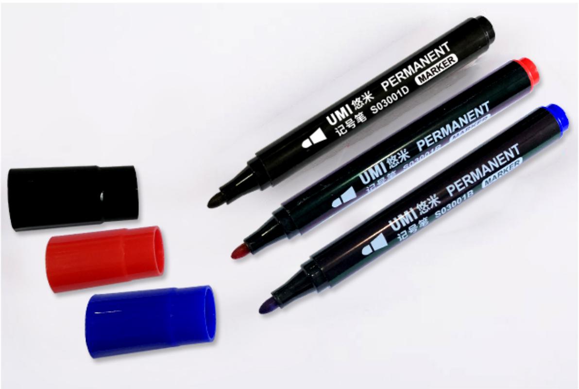 悠米 简约单头记号笔3mm S03001D 黑 10支/盒 3盒装高清大图