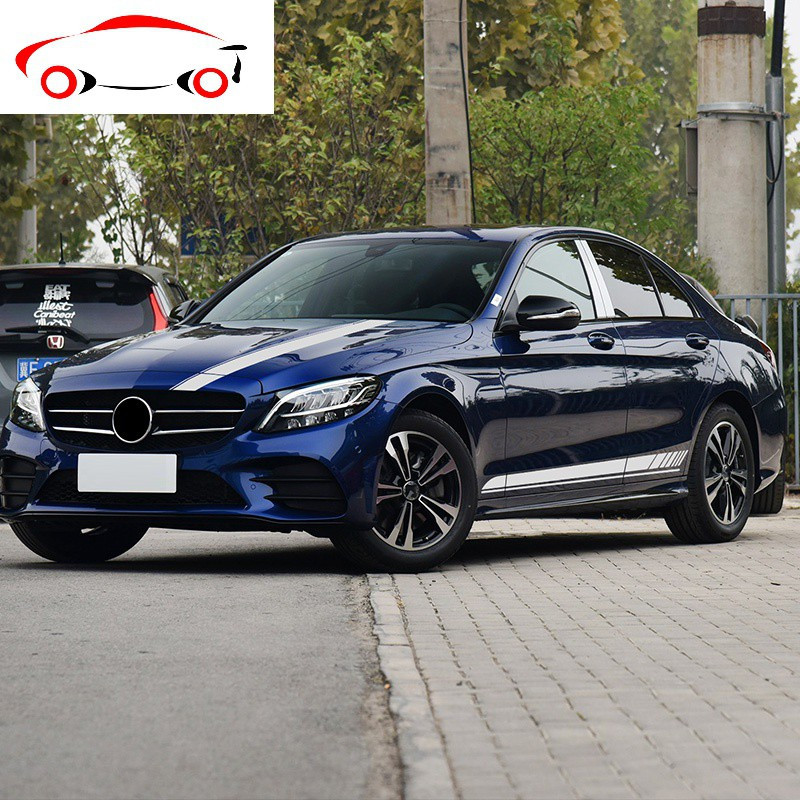 奔驰新c级改装c63贴纸c200le级e63cla级装饰车身侧裙拉花车贴jingpin