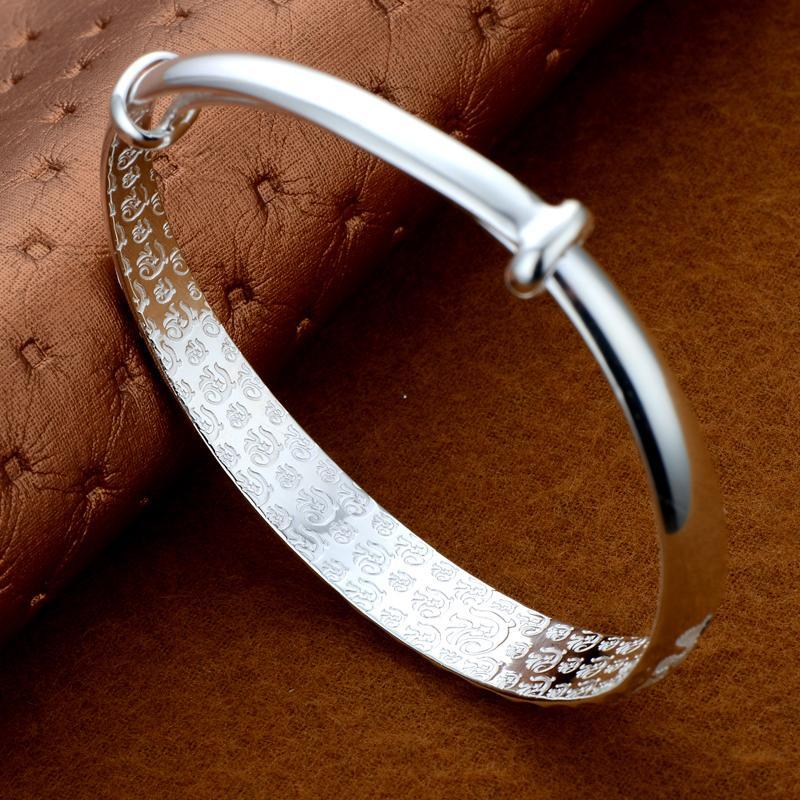 足银手镯20克双鱼戏莲银镯子女款银饰饰品2002280送女朋友七夕情人节