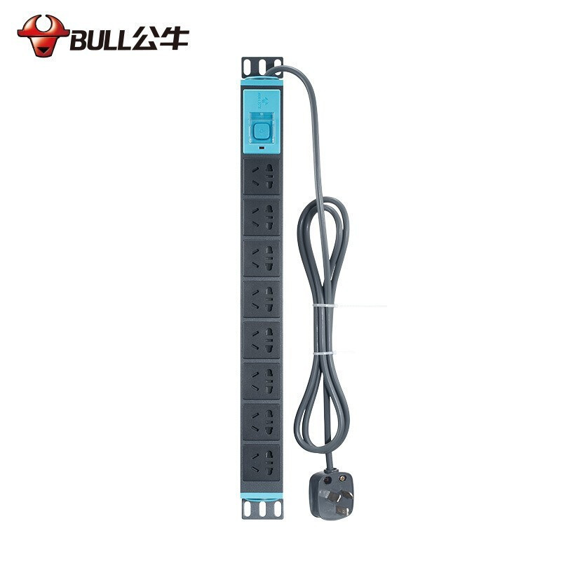公牛(bull) 机柜插座 GNE-1080 10A大功率带开关带指示灯专用机房电源排插排线板八位总控全长1.8米
