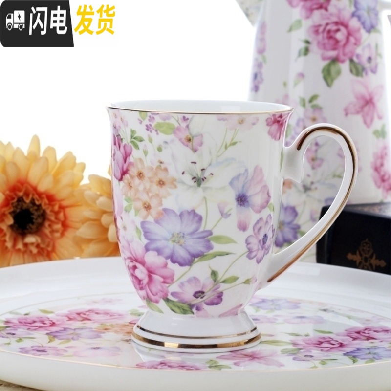 三维工匠欧式唐山骨瓷咖啡杯陶瓷带盖马克杯水杯茶杯北欧创意杯子女家用杯高清大图