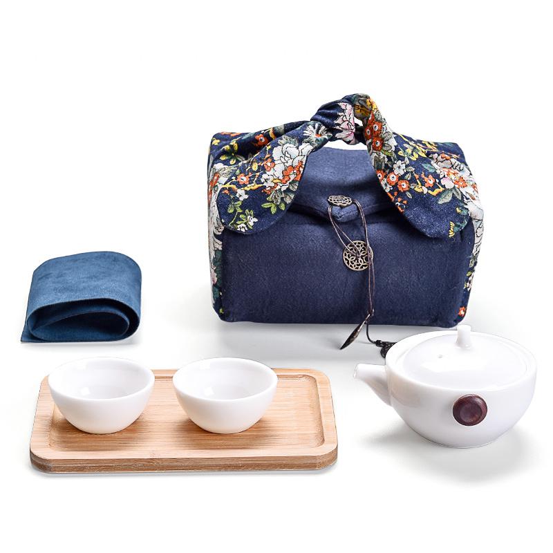 美帮汇便携包迷你旅行茶具一壶一二三杯功夫茶杯壶陶瓷白玉瓷快客杯高清大图