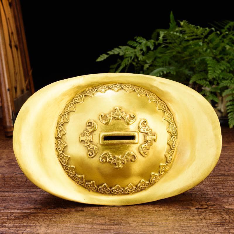 家柏饰(CORATED)铜元宝摆件 金元宝存钱罐客厅电视柜家居装饰工艺品图片