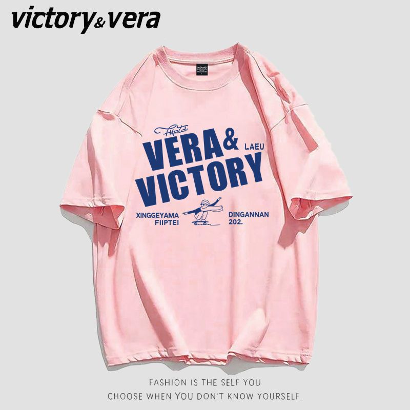 VICTORYVERA宽松短袖T恤女2022夏季新款欧美字母印花时尚上衣百搭