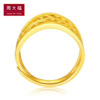 周大福简约车花足金黄金饰品戒指男女款通用(工费:168计价)F217499