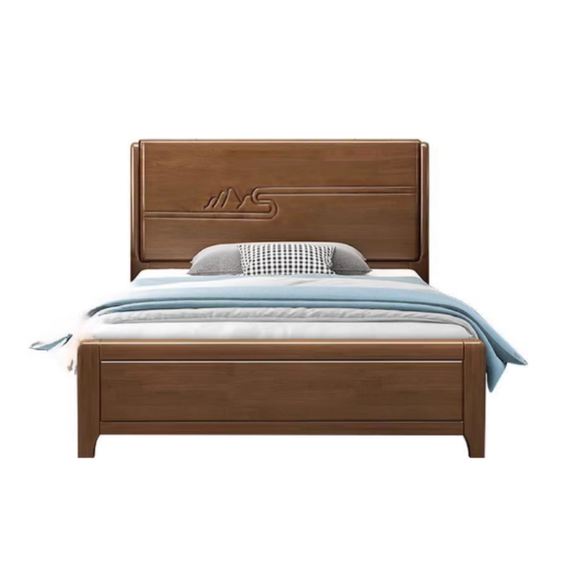 東業家具 新中式床主卧双人床单人经济型家用卧室婚床1.5米+床头柜*2+床垫床木床(±10cm) (单位:张)