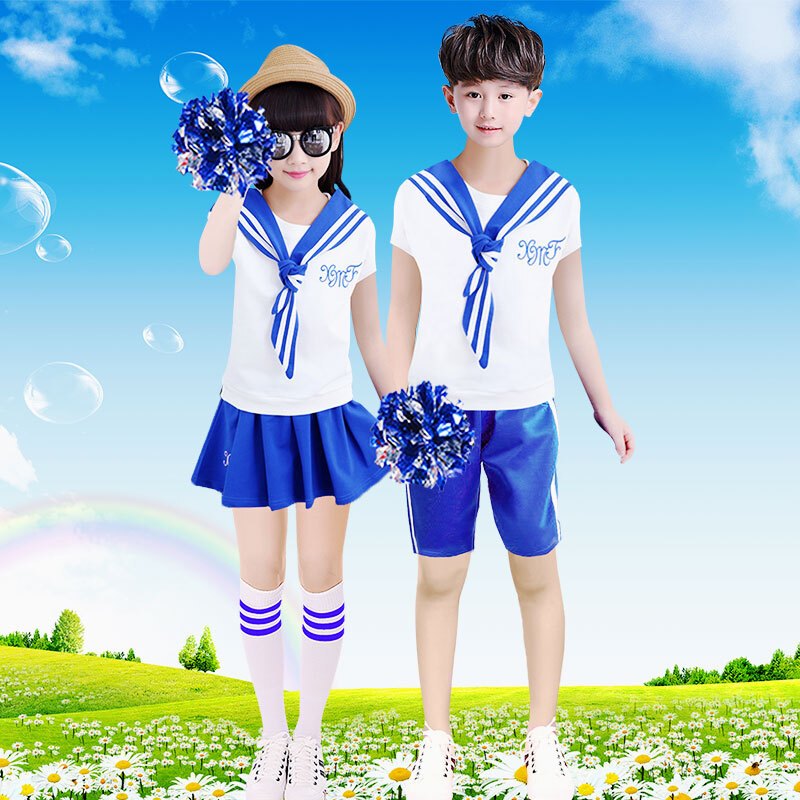拉拉队啦啦队服装女学生舞蹈演出儿童表演套装六一儿童幼儿小海军