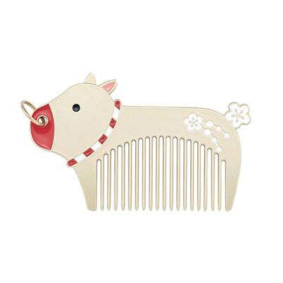 八门虫社牛年创意便携合金小梳桃花运牛可爱随身随手口袋化妆梳子