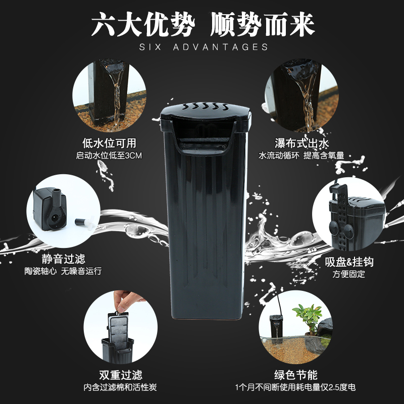 龟缸过滤器乌龟缸净水养龟小型免换水低水位浅水净化水质龟专用高清大图
