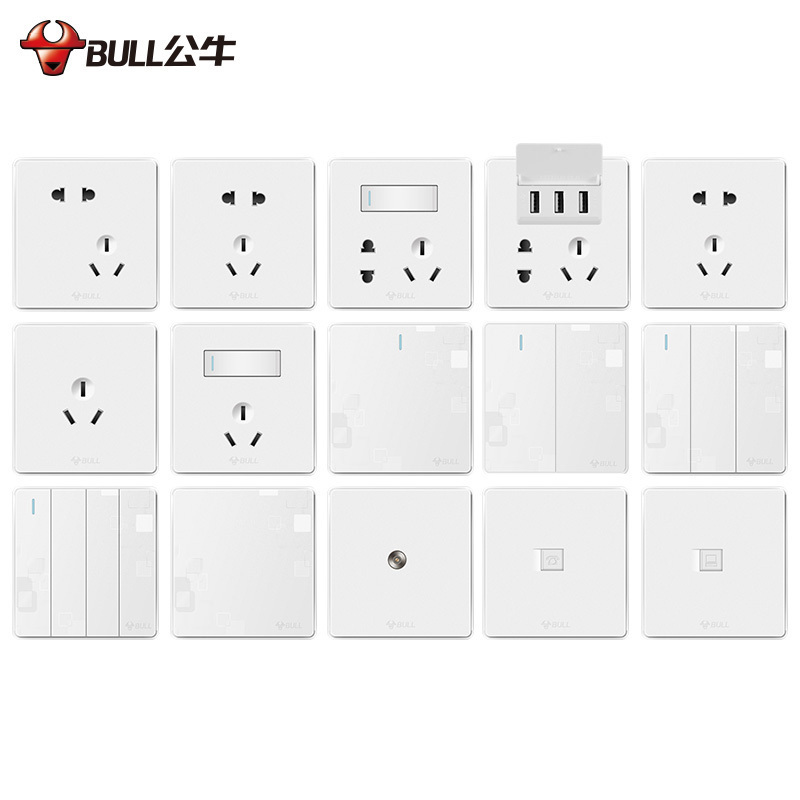 公牛(BULL) 开关插座 G18系列 10A斜五孔插座 86型面板G18Z223A高清大图